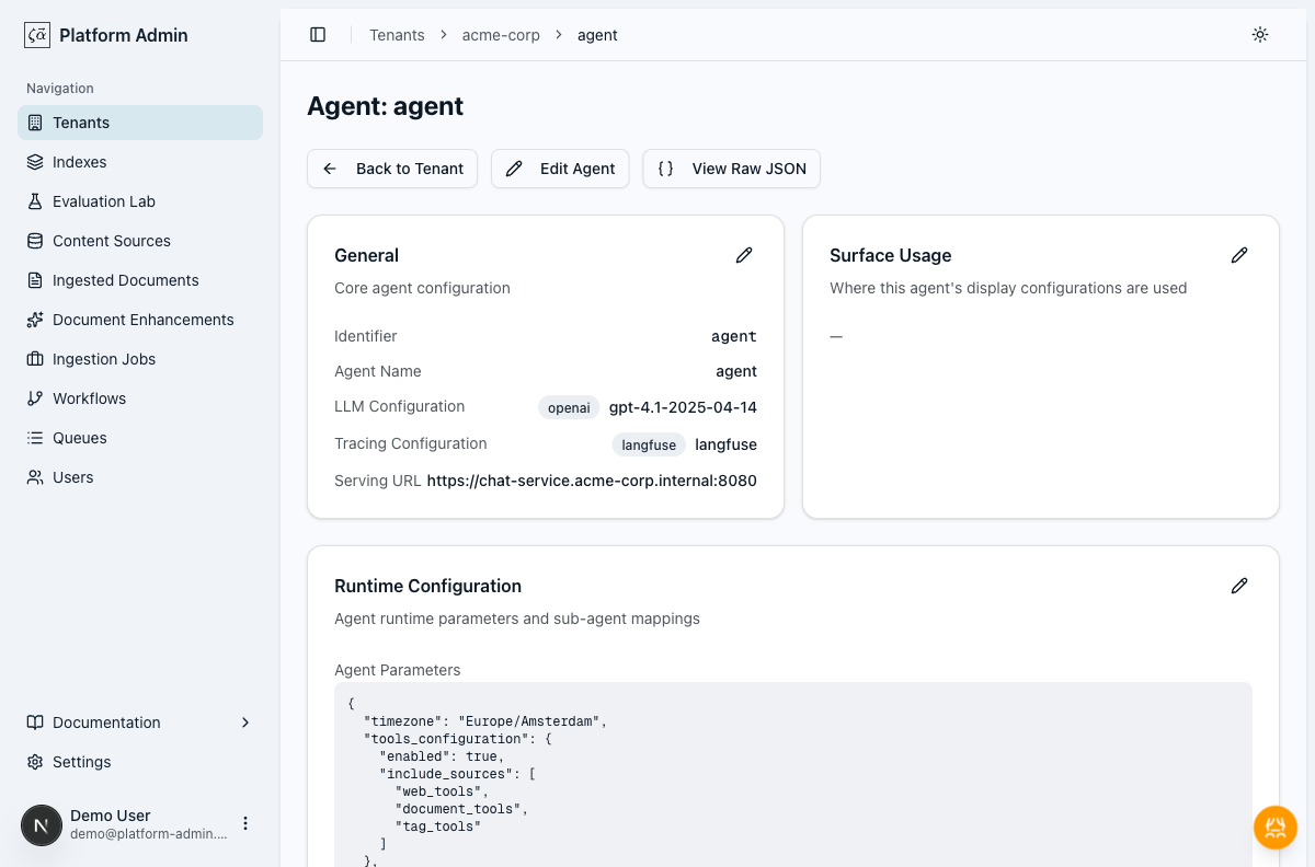 Agent detail page