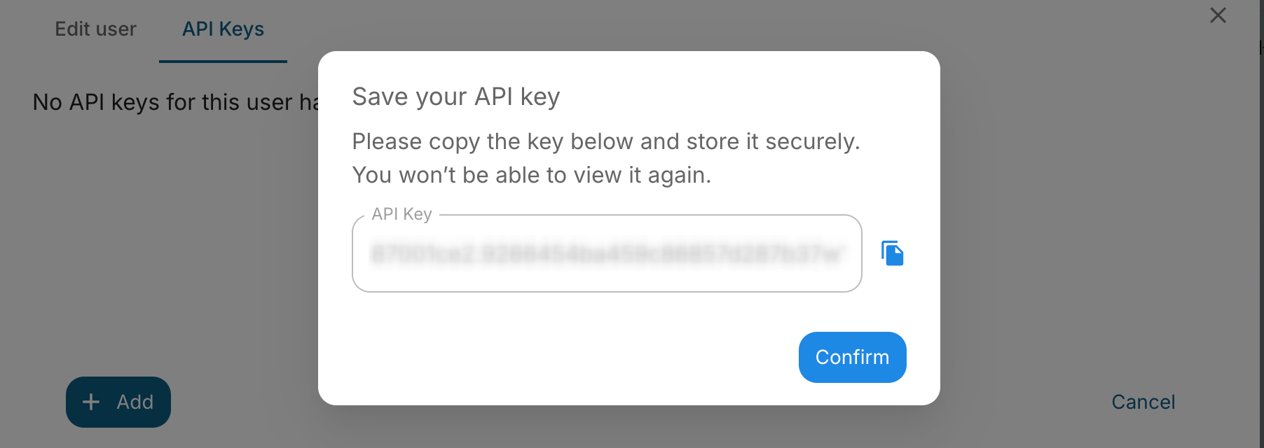 API Key Generated