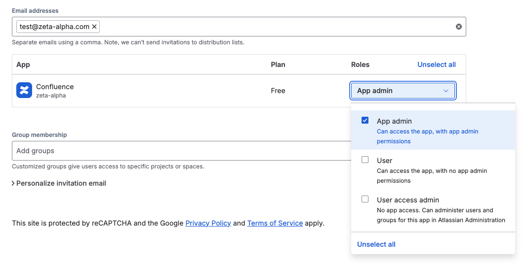 App Admin Role Selection