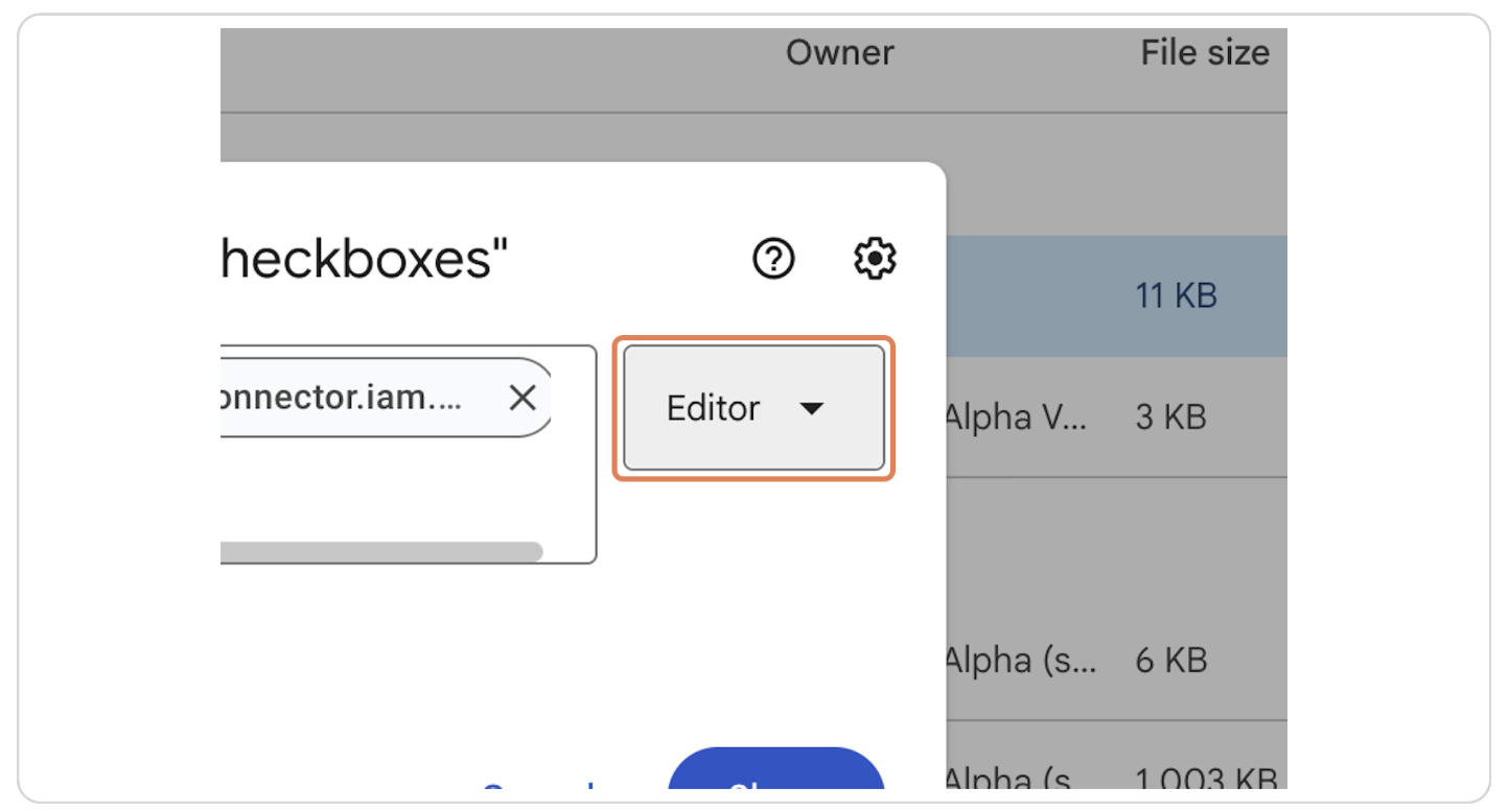 Paste Service Account Email