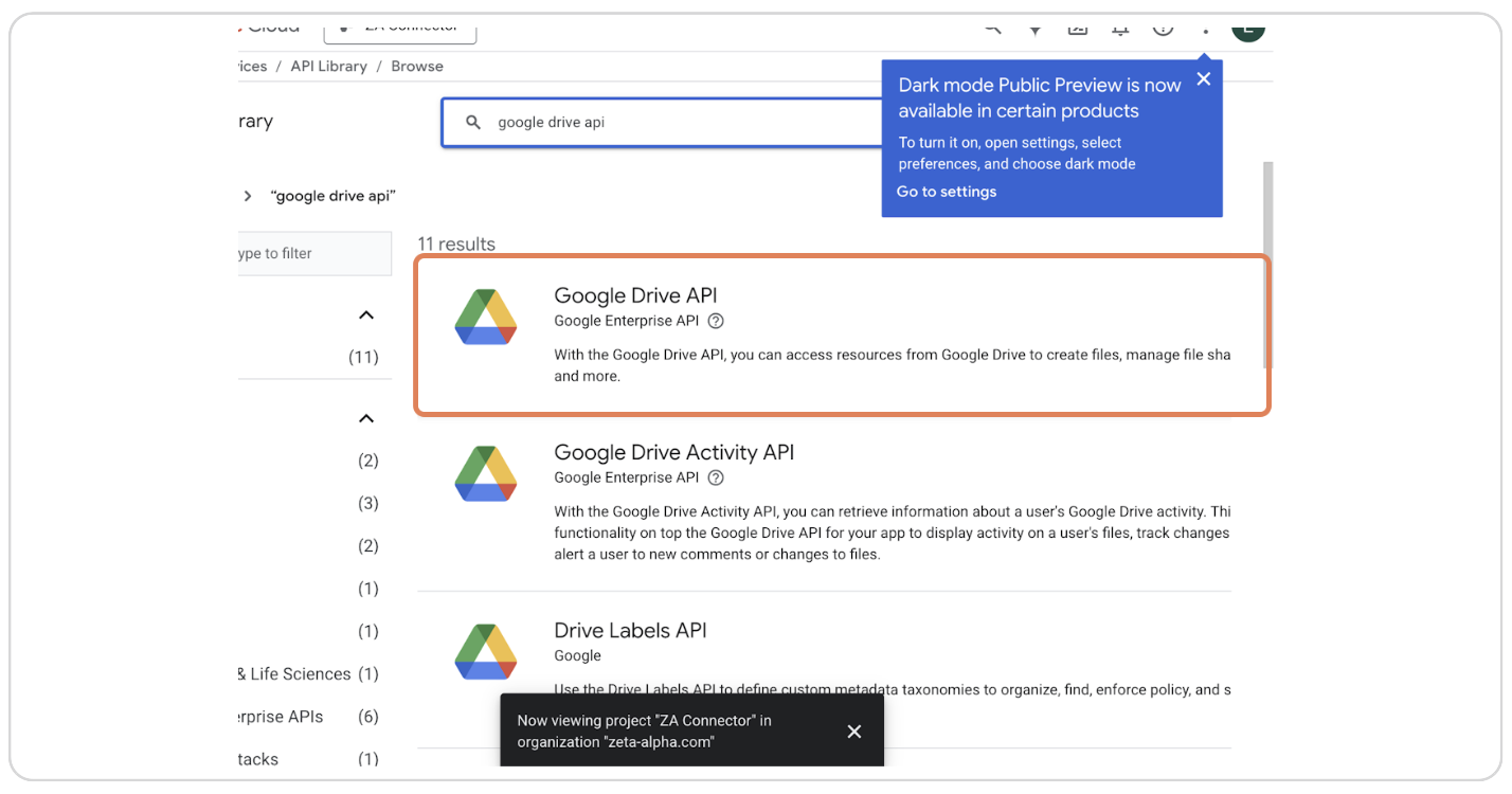 Click Google Drive API