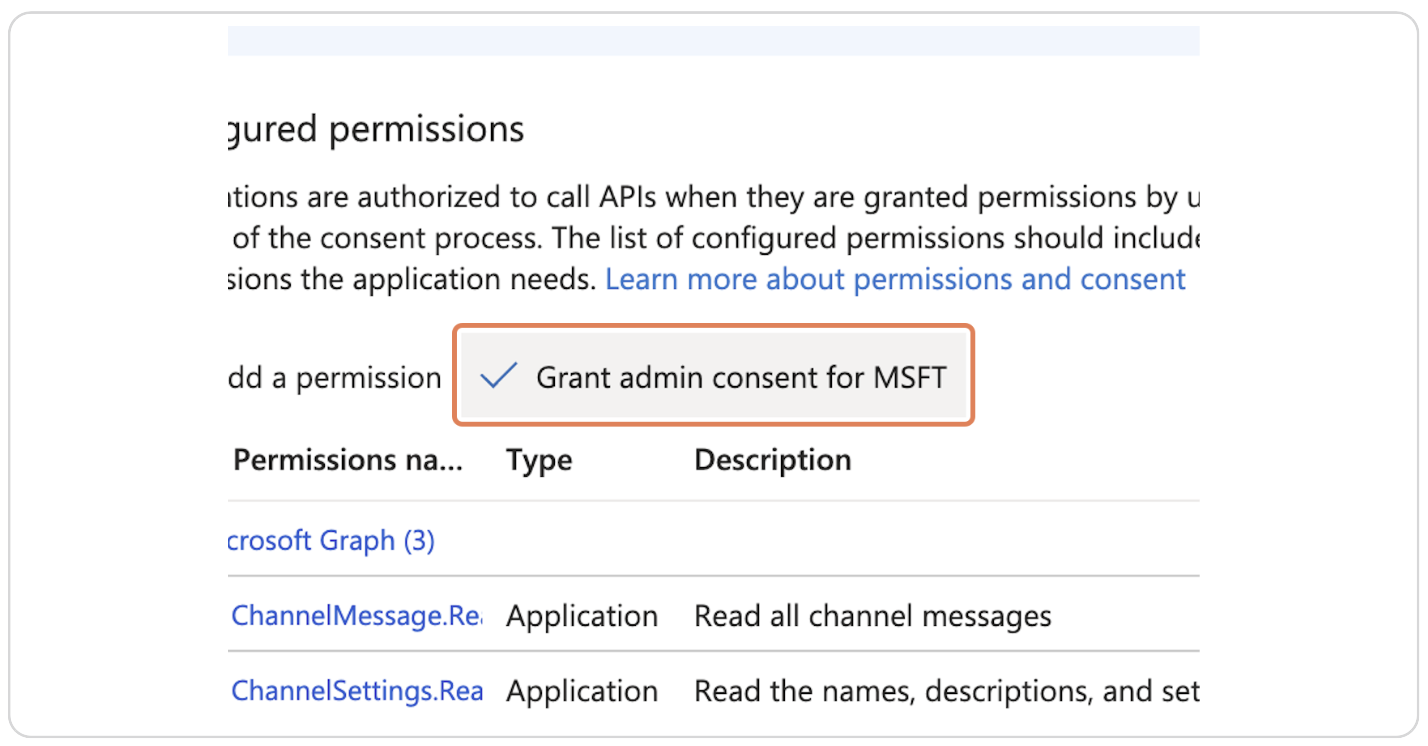 Click on Grant admin consent for MSFT