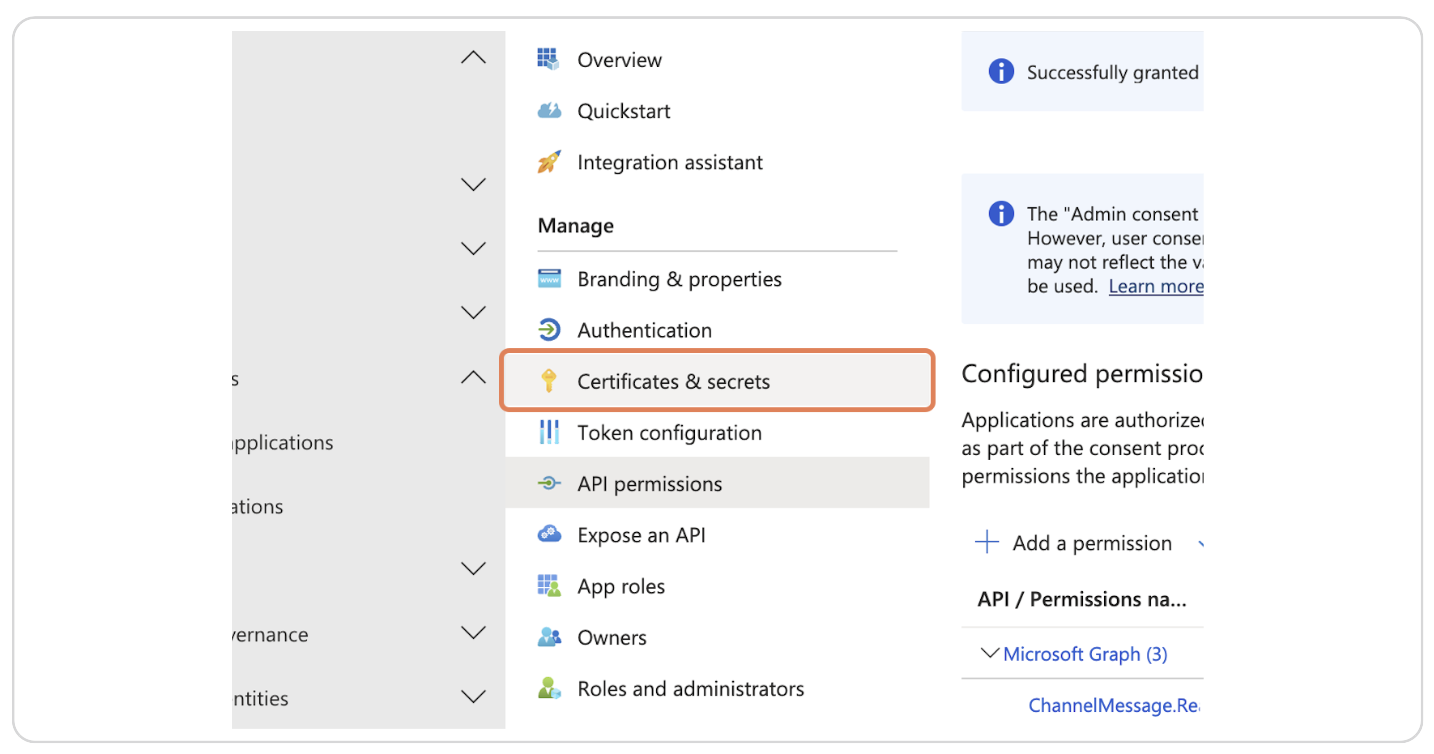 Click on Certificates &amp; secrets