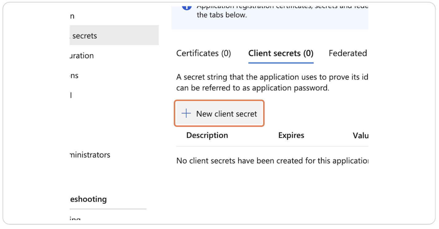 Click on New client secret
