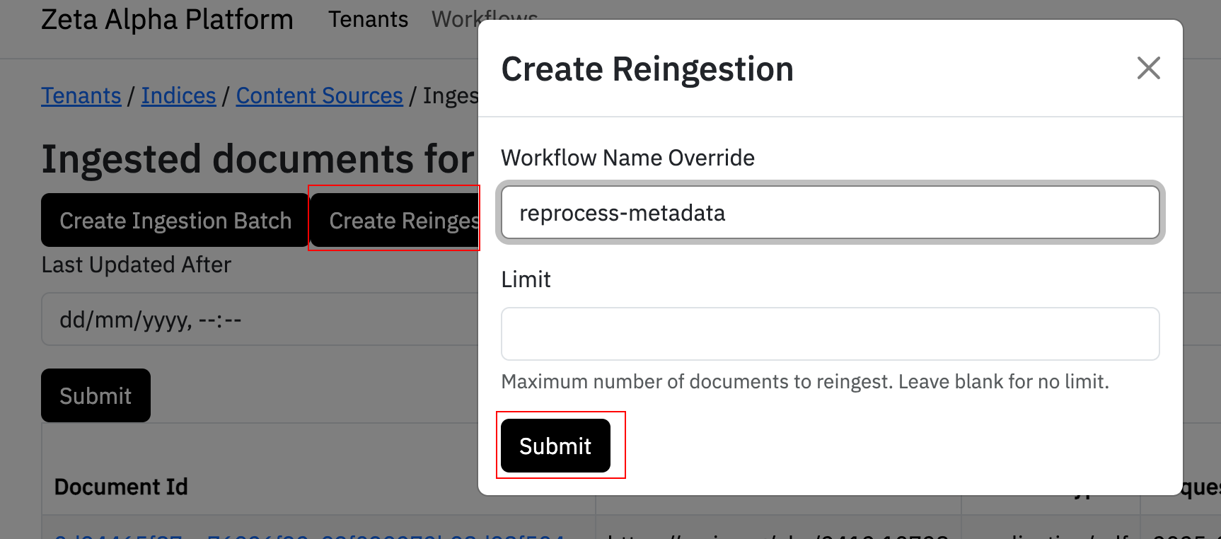 Reprocess Documents