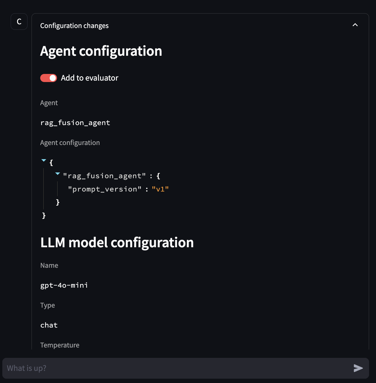 Configuration Summary Toggle